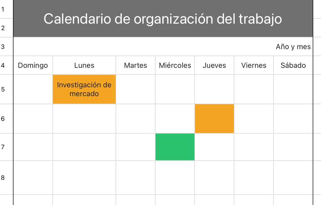 Calendario de organización del trabajo